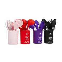 GENERICO - Set 12 Utensilios De Silicona De Cocina - Rojo