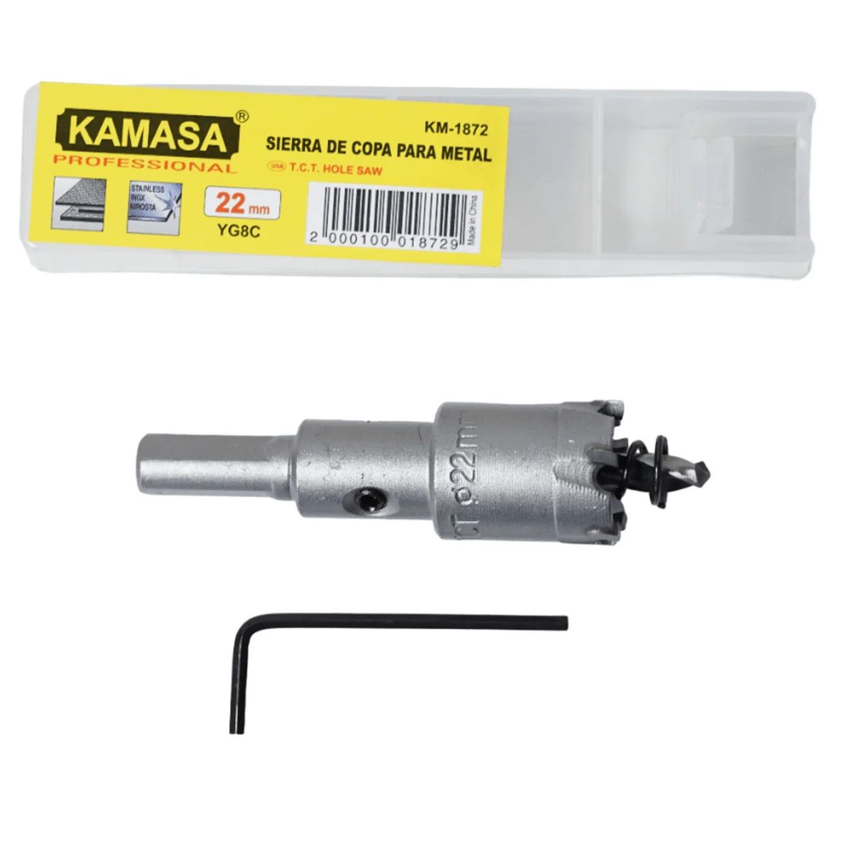 GENERICO - Sierra Copa Para Metal Con Guía 22mm