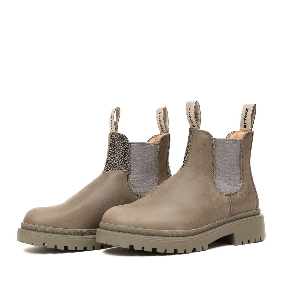 RENOX - Botín Cuero Chelsea Mujer Renox Gris Outdoor Antideslizante