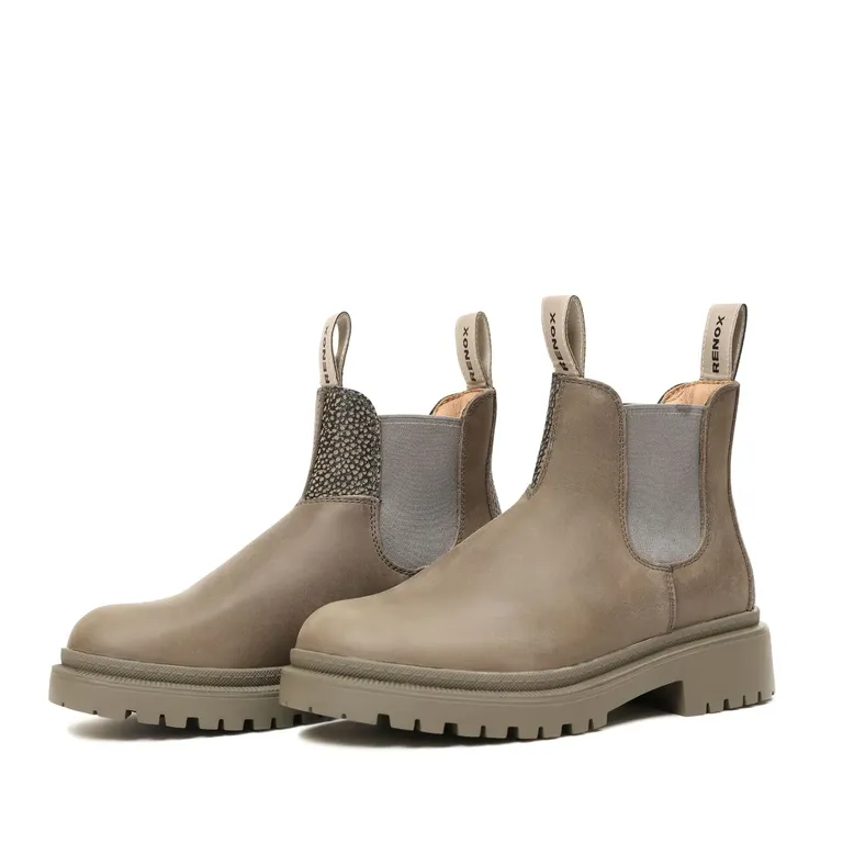 Botín Cuero Chelsea Mujer Gris Outdoor Antideslizante