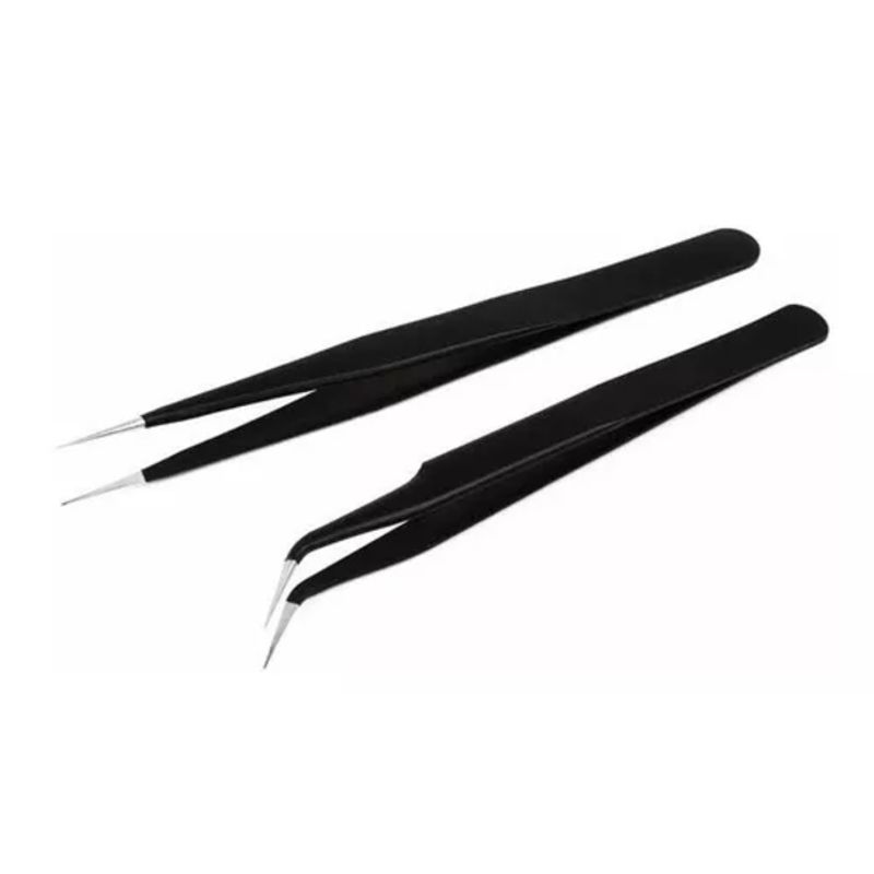 GENERICO - Set Pinzas Curva Y Recta Profesional Para Pestañas