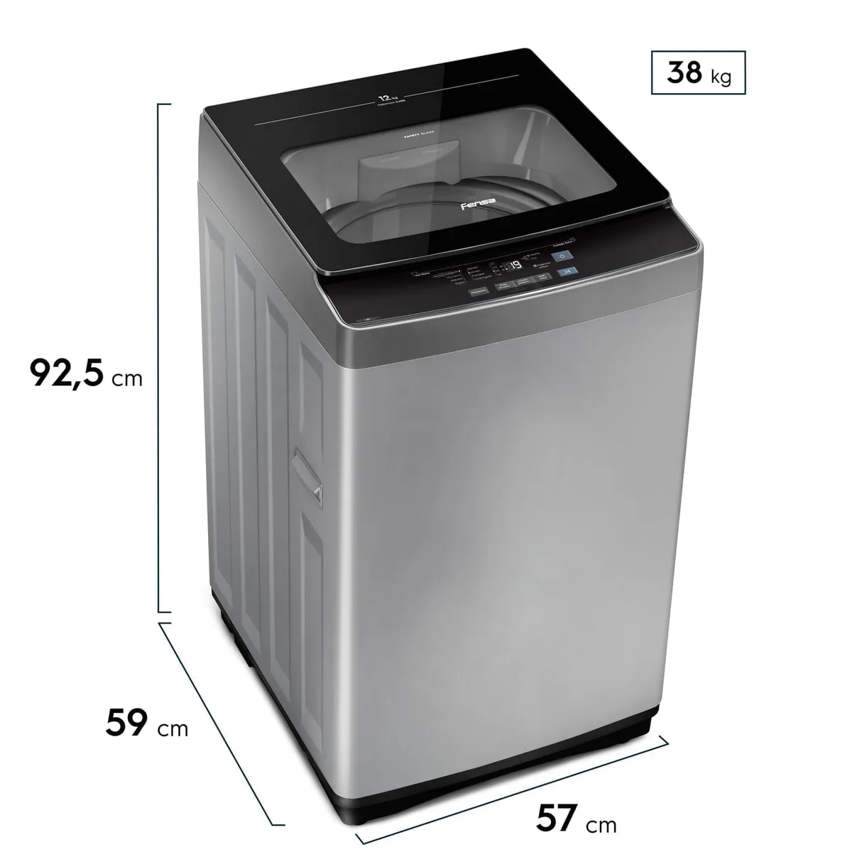 FENSA - Lavadora Automática Fensa 12Kg Carga Superior Control Tiempo Premium Care 12SZ Gris