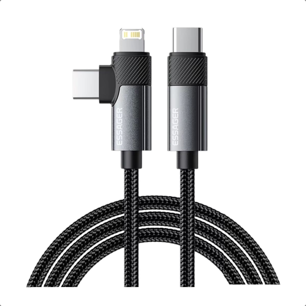 ESSAGER - Cable Carga Rapida 2 en 1 Recto Angulo 1 Metro ESSAGER