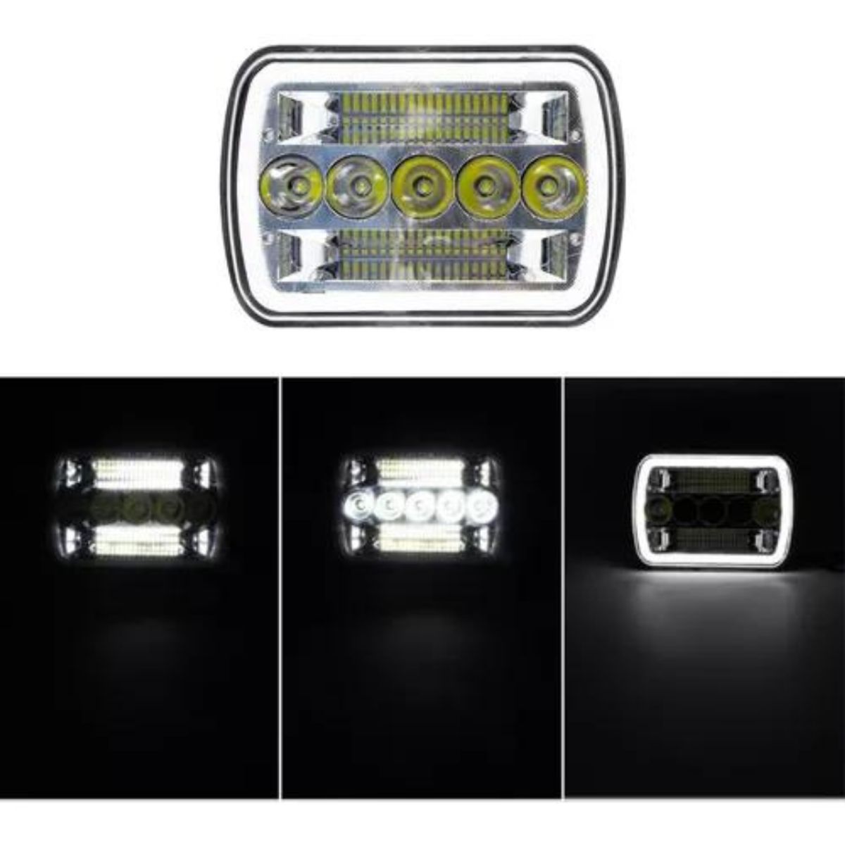 GENERICO - PAR Foco Led Neblinero Rectángular H4 Alta Baja 7x5