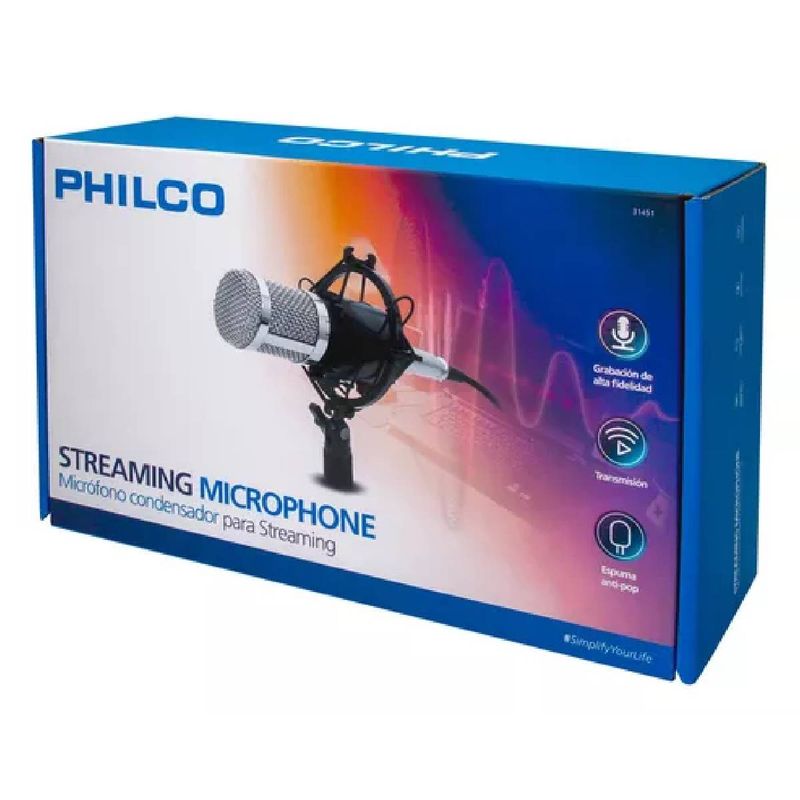PHILCO - Microfono de Condensador Philco Studio Streaming 31451 Hi-Fi
