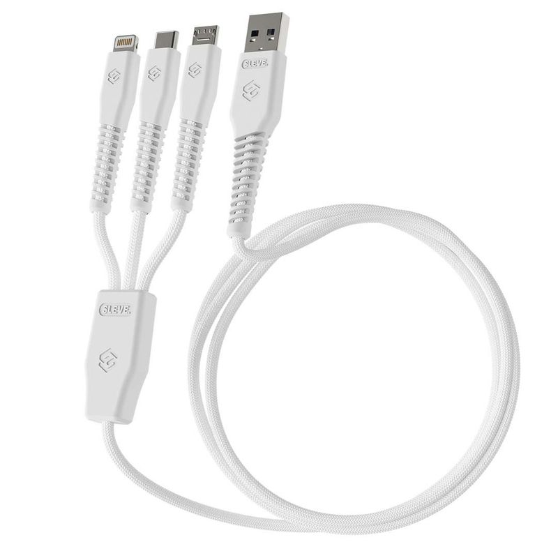 SLEVE - Cable Cargador Sleve Line X Usb A Triple Usb White