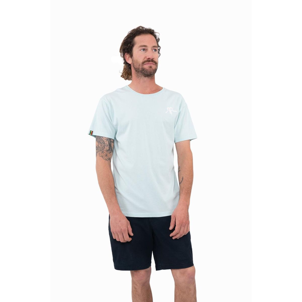 KAYA UNITE - Polera Hombre Orgánica Classy Turquoise Minilogo