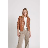 Vélez Chaqueta Biker Natura Cuero Mujer Semi Ajustada Miel