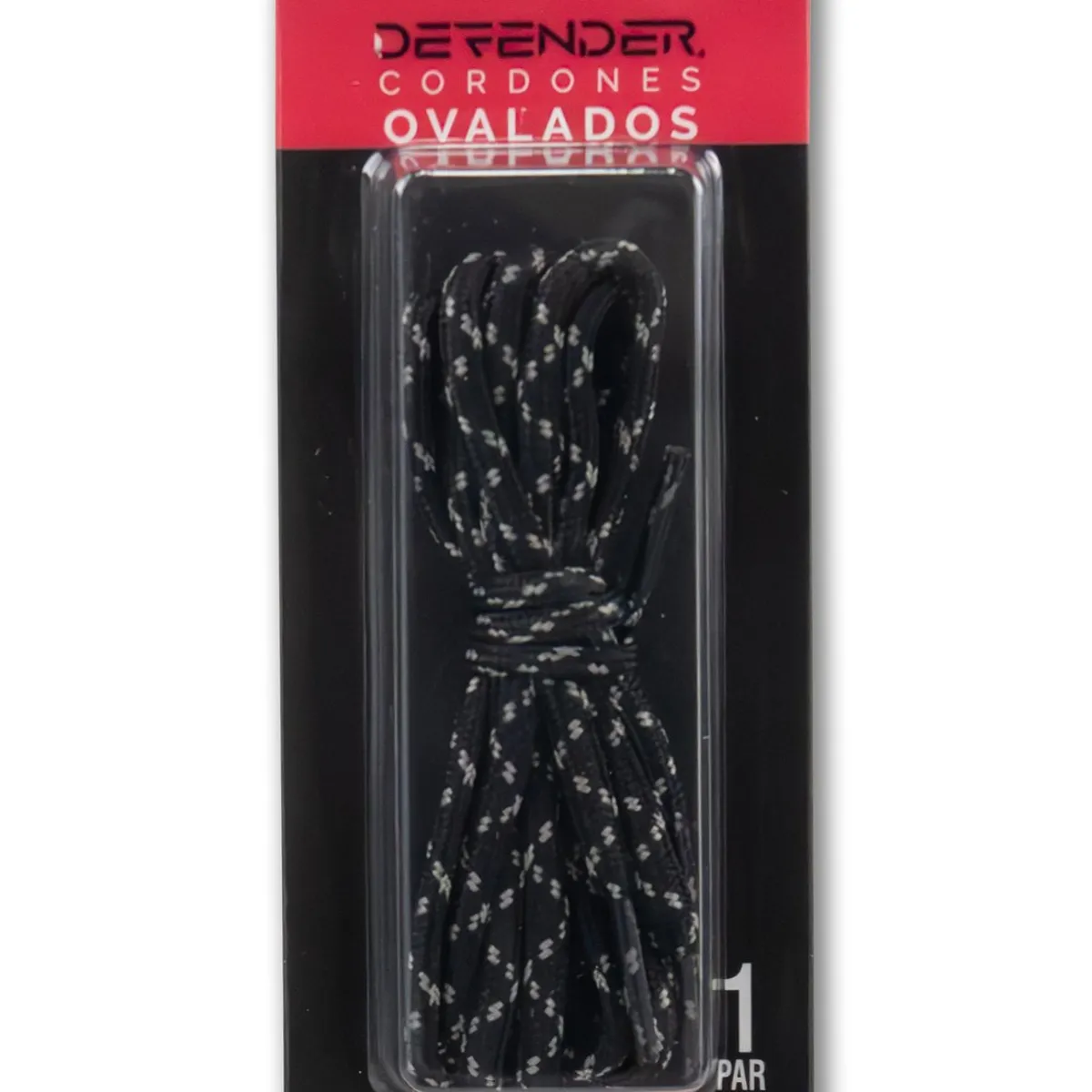DEFENDER - Cordones Defender Ovalado Negro Medium