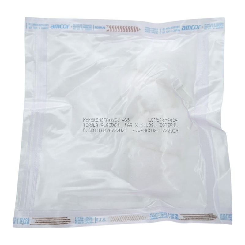 GENERICO - Pack Torulas de algodon esteril 1gr – 10 bolsas x4 unidades c/u