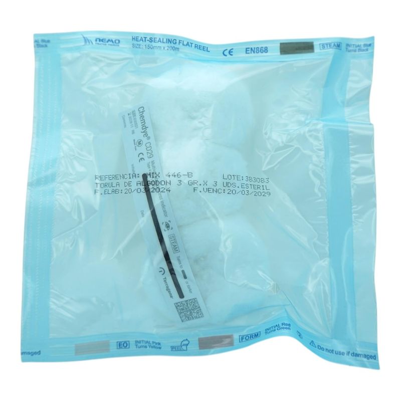 GENERICO - Pack Torulas de algodon esteril 3gr - 10 bolsas x3 unidades c/u