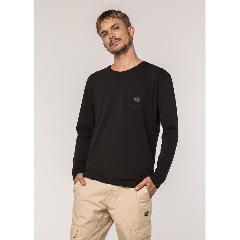 KAYA UNITE - Polera Hombre Manga Larga Daily Negra