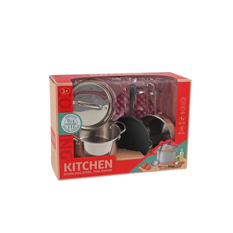GENERICO - Set De Ollas Utensilios Metálicos Juguete Para Niñas 13pcs