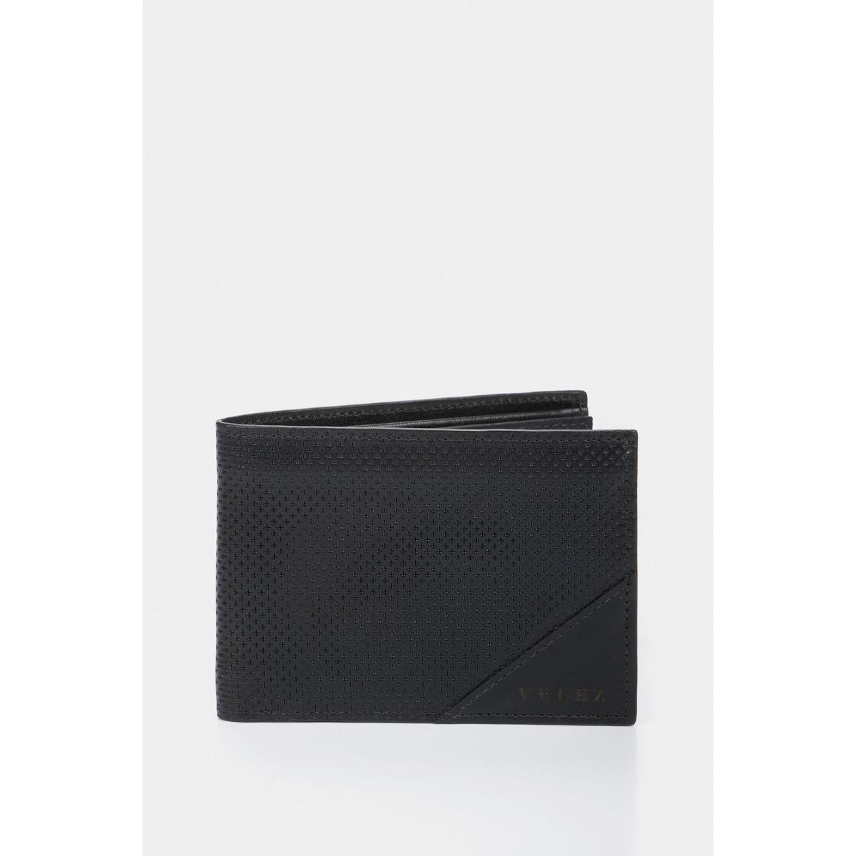VELEZ - Vélez Billetera Titus De Cuero Hombre Grabado Cruces Negro
