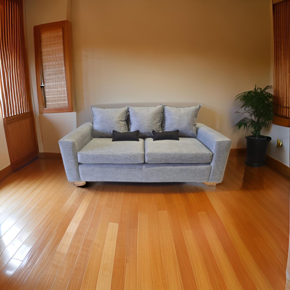 MUEBLES NEW - SOFA TRES CUERPOS GRIS LINO