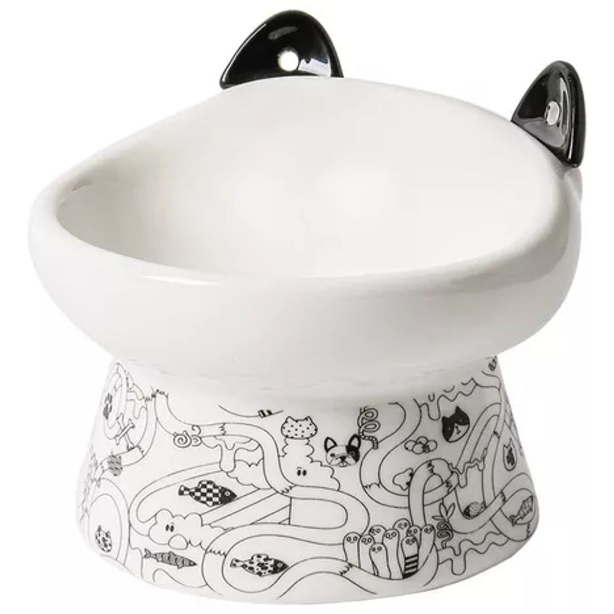 GENERICO - Plato Ceramica Orejas Tipo Cuchara Para Mascota Perro Gato