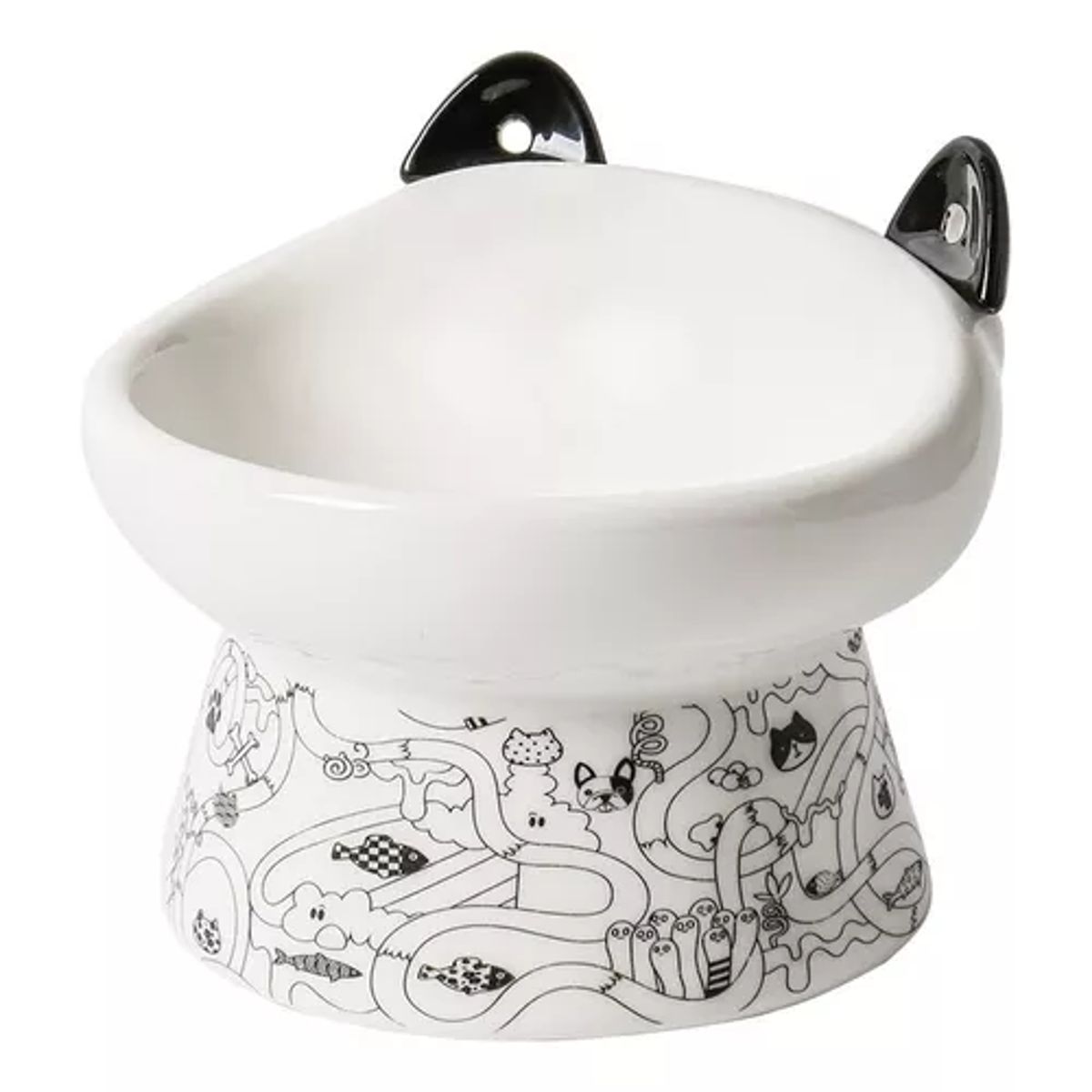 GENERICO - Plato Ceramica Orejas Tipo Cuchara Para Mascota Perro Gato