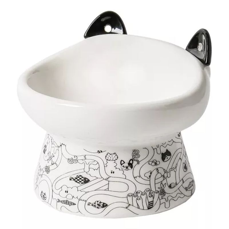 GENERICO - Plato Ceramica Orejas Tipo Cuchara Para Mascota Perro Gato