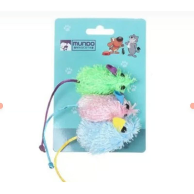 GENERICO - Juguete Ratones De Colores Peludos Para Gatos X3