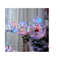 GENERICO - Cortina Esfera Luces Led Solar Navidad Viejo Pascuero Arbol