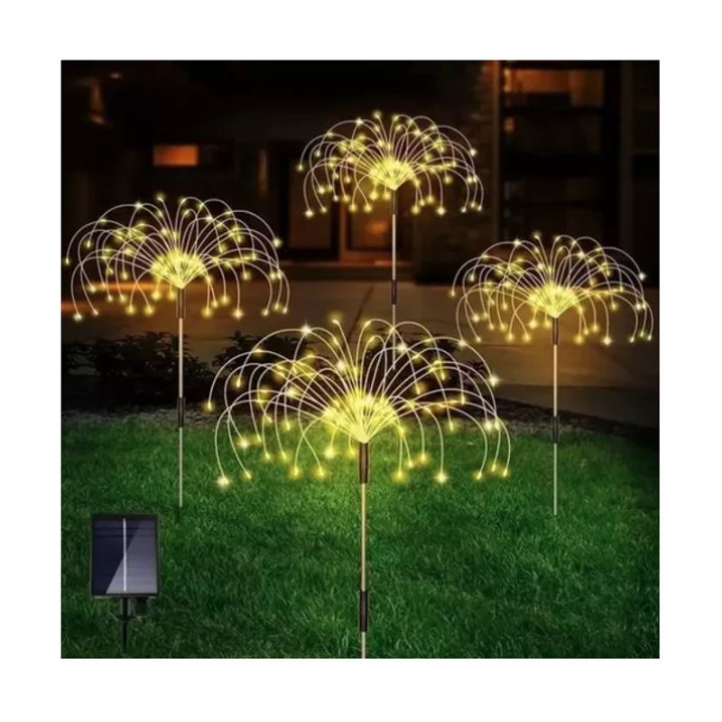 GENERICO - Pack X4 Luces Micro Led Fuego Artificial Solares Navidad