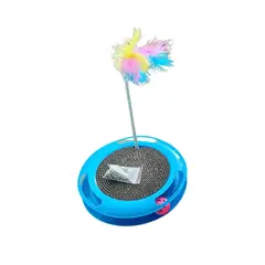 GENERICO - Juguete Gato Rascador Varilla Plumas + Catnip Color Azul