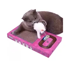 GENERICO - Juguete Gatos Rosa Interactivo Rascador Rectangular + Raton