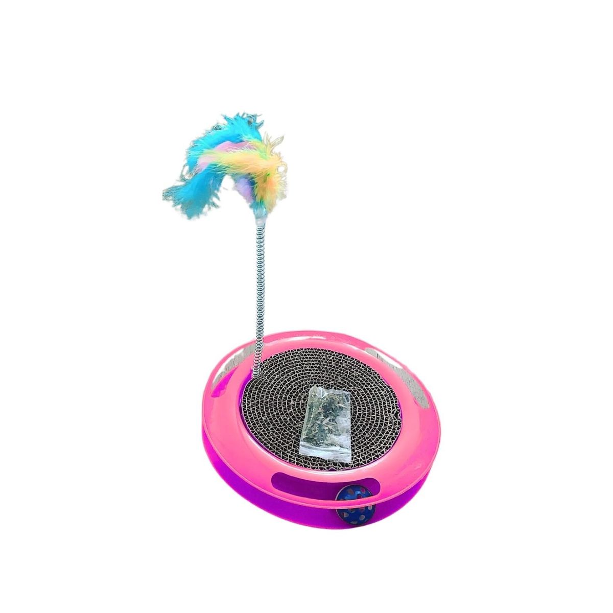 GENERICO - Juguete Gato Rascador Varilla Plumas + Catnip Color Rosa