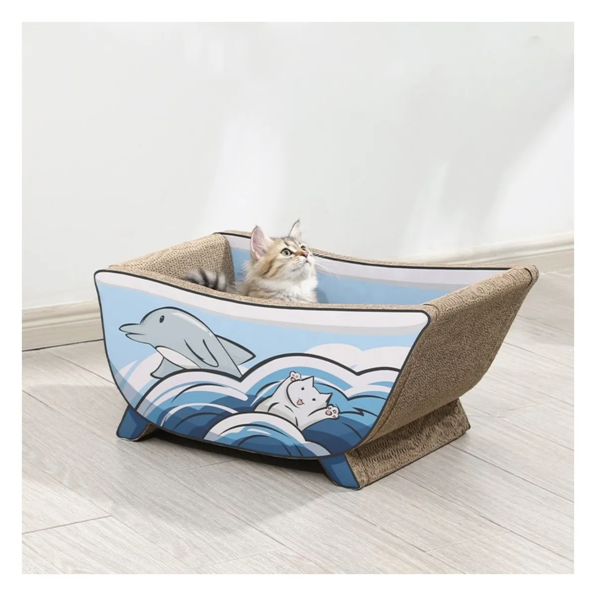 GENERICO - Tabla Rascadora Para Gatos Forma Bañera Burbujas Oceano