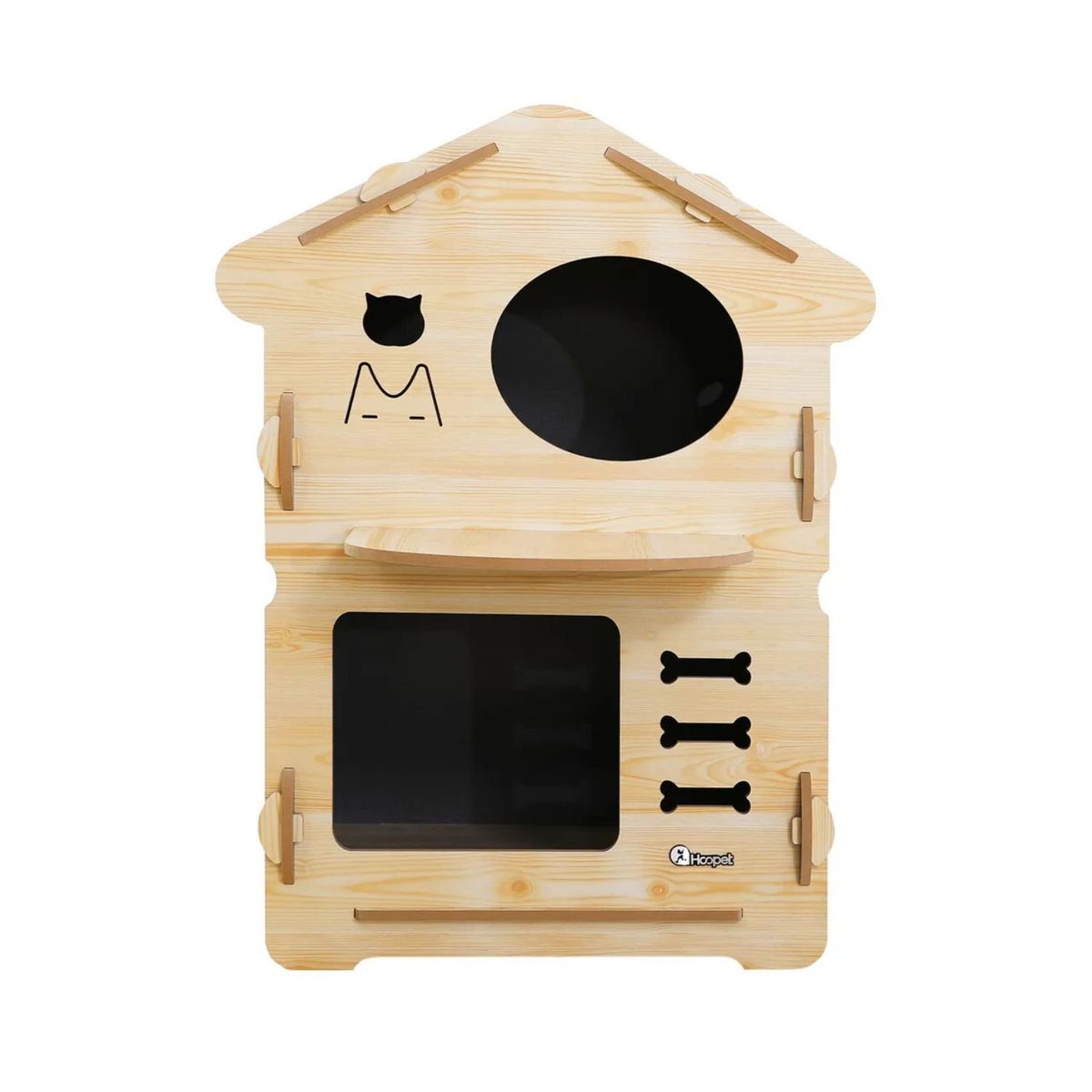 GENERICO - Casa Gatos Perros Madera Torre 2 Pisos 80Cm Altura Beige