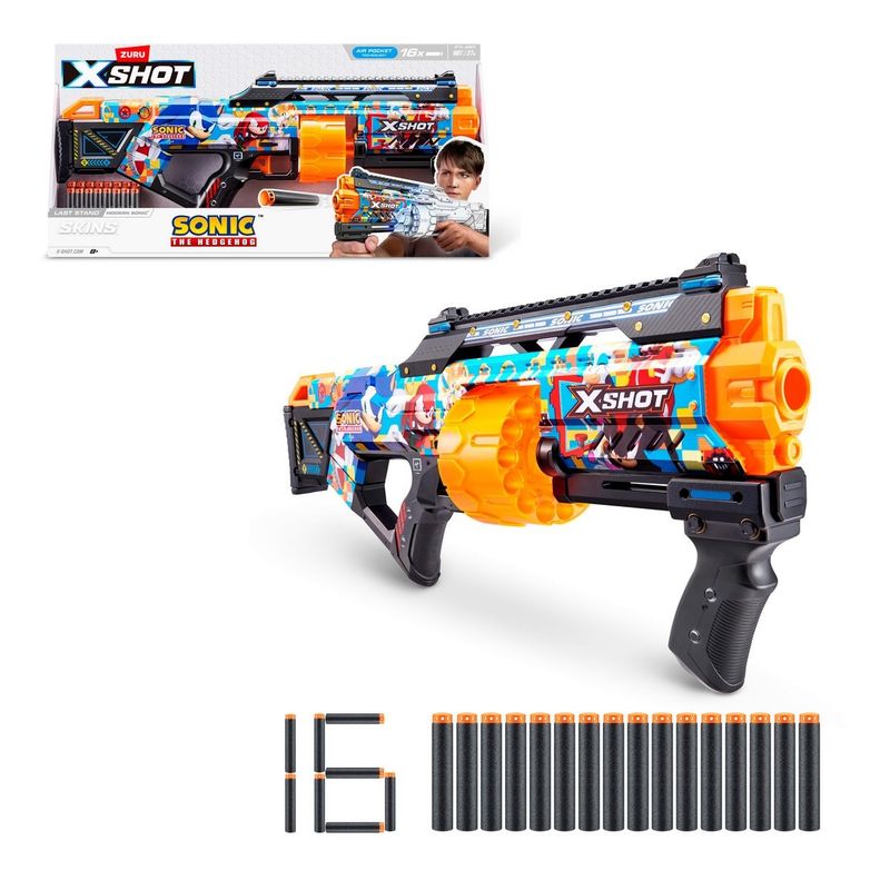 X-SHOT - LANZA DARDOS MENACE SKINS MODERN SONIC CON 16 DARDOS X-SHOT