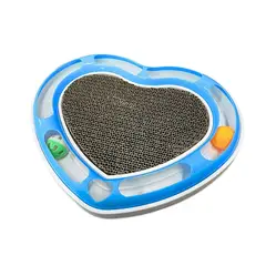 GENERICO - Juguete Interactivo Rascador + Pelota Gatos Forma Corazon Azul