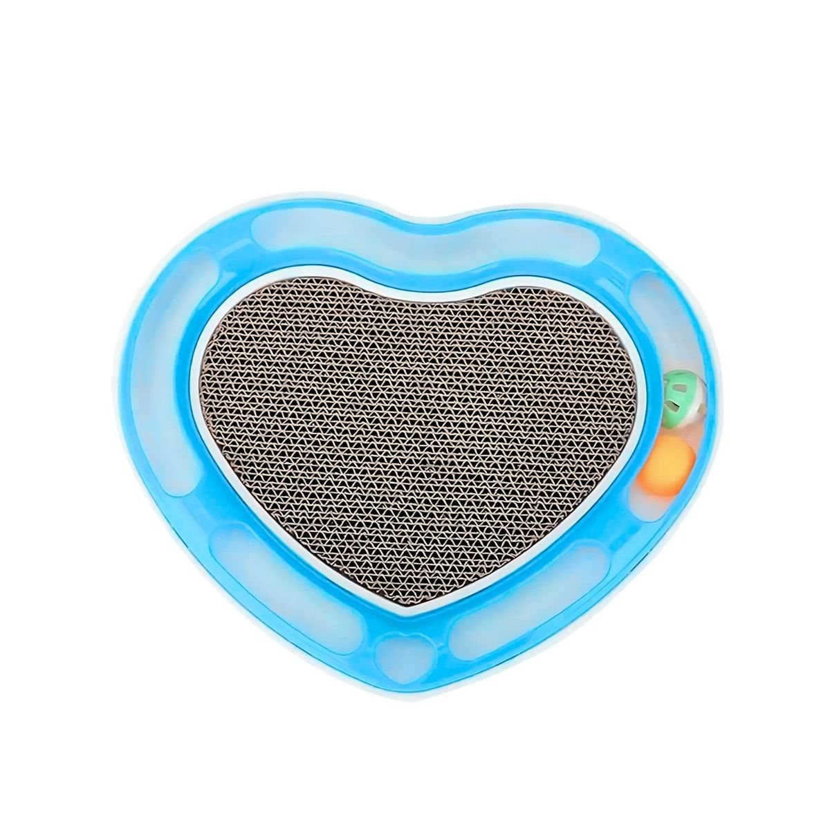 GENERICO - Juguete Interactivo Rascador + Pelota Gatos Forma Corazon Azul