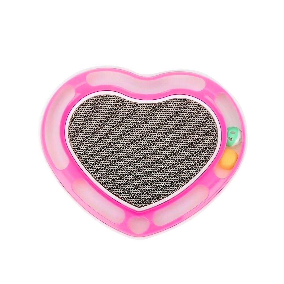 GENERICO - Juguete Interactivo Rascador + Pelota Gatos Forma Corazon Rosa