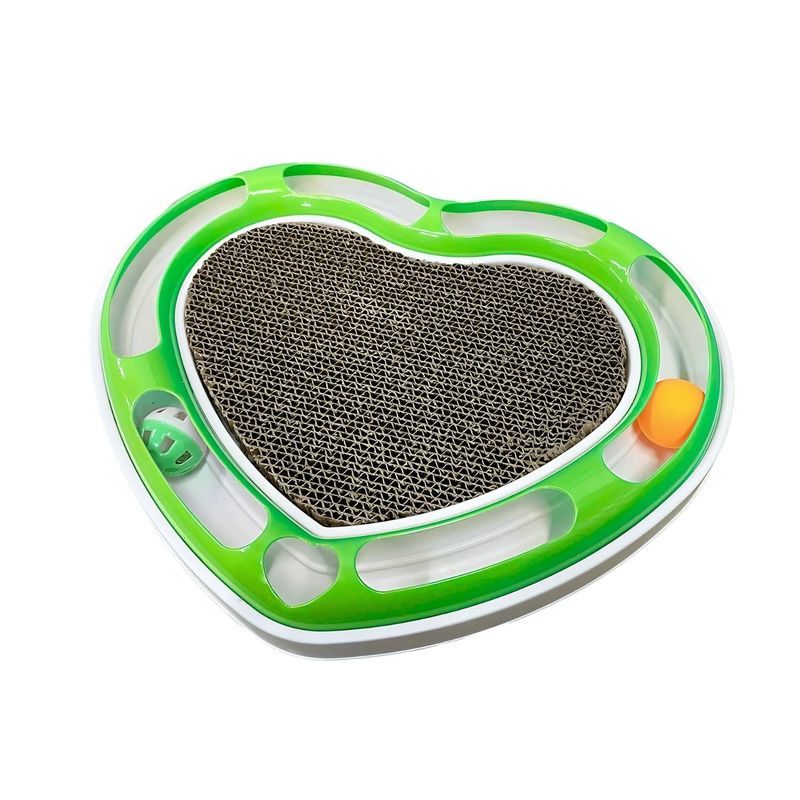 GENERICO - Juguete Interactivo Rascador + Pelota Gatos Forma Corazon Verde