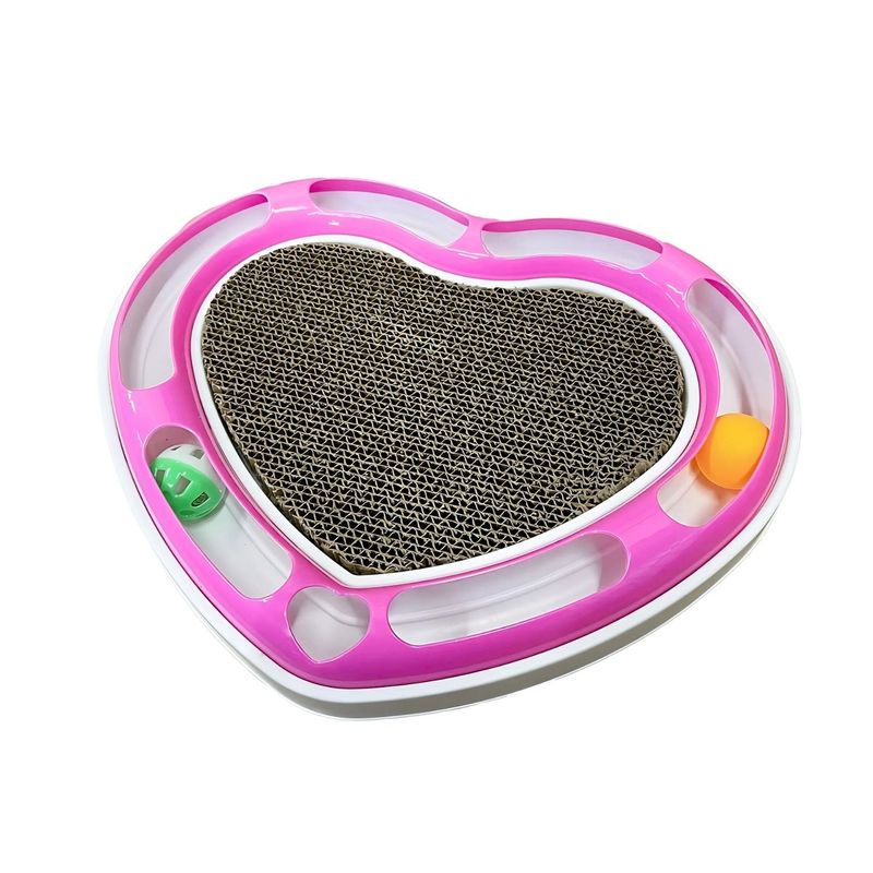 GENERICO - Juguete Interactivo Rascador + Pelota Gatos Forma Corazon Rosa