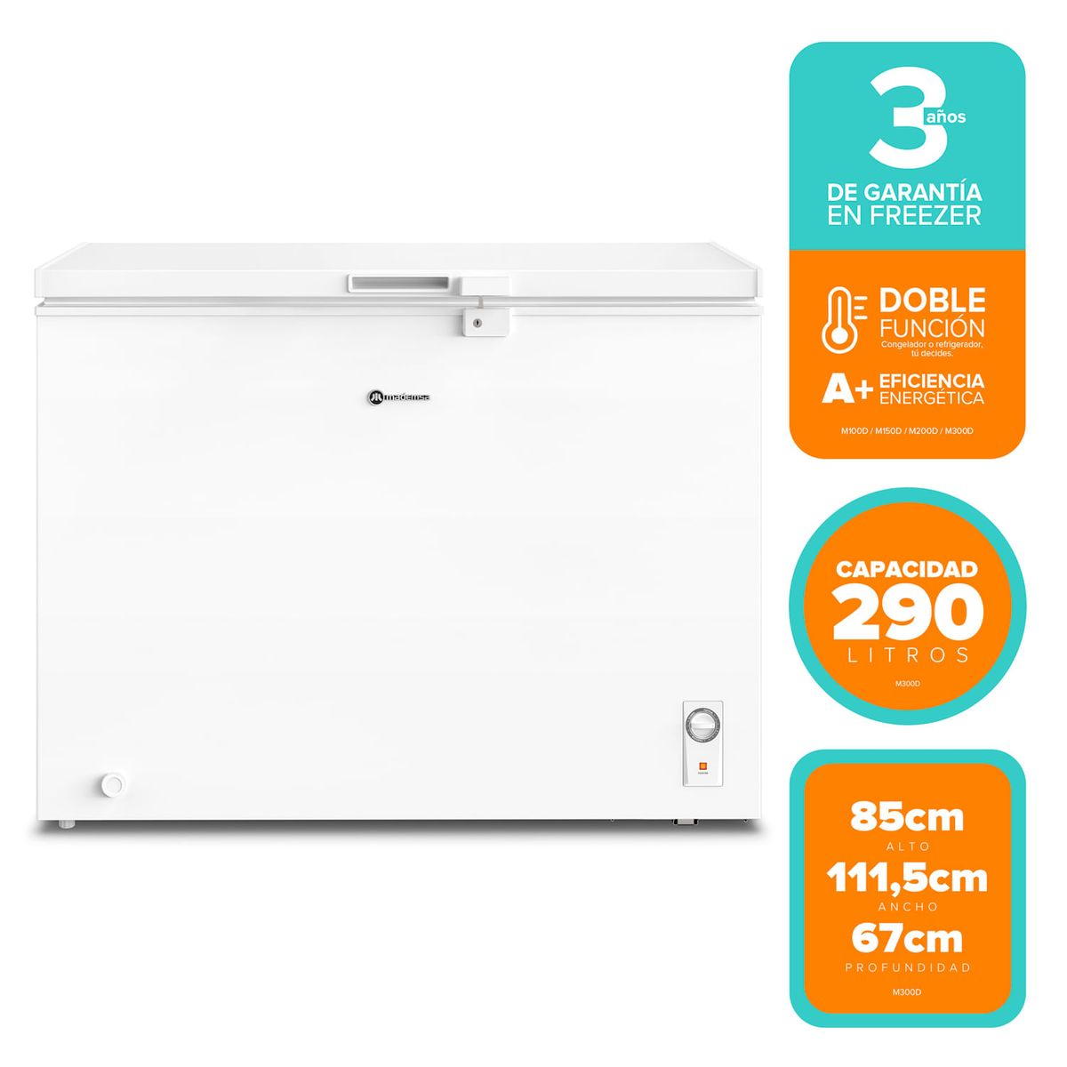 MADEMSA - Congelador Freezer Mademsa Horizontal Dual 290L Frío Directo M300D Blanco