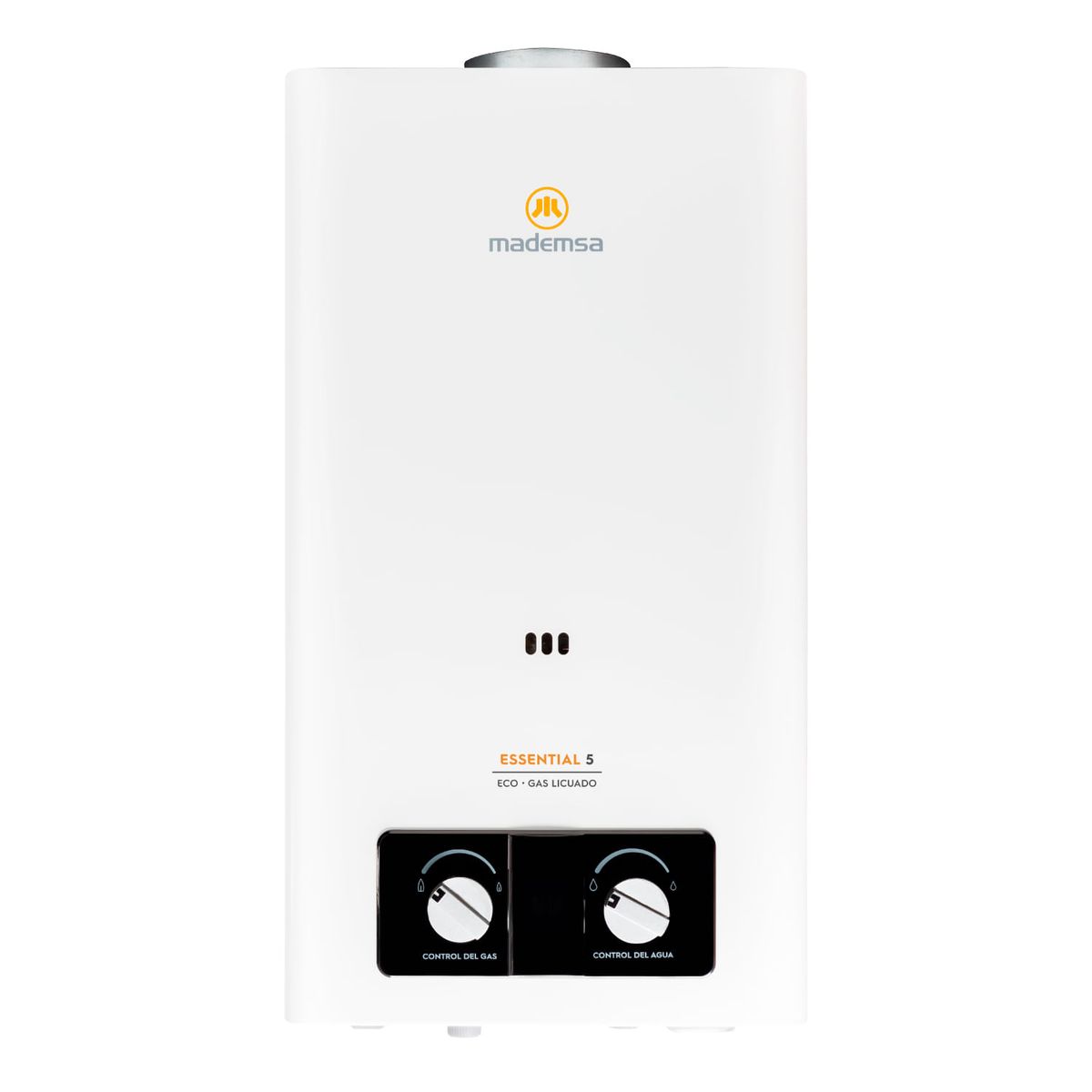 MADEMSA - Calefont Gas Licuado Mademsa 5 Litros Tiro Natural Ionizado Essential 5 Eco GL Blanco.
