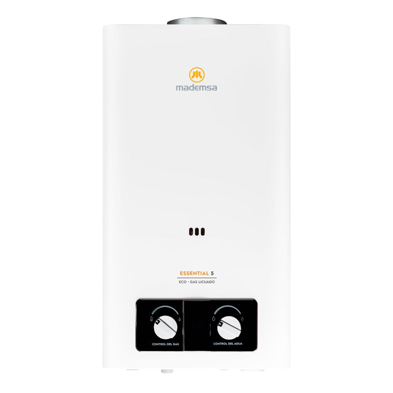 MADEMSA - Calefont Gas Licuado Mademsa 5 Litros Tiro Natural Ionizado Essential 5 Eco GL Blanco