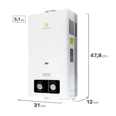 Imagen 2 del producto Calefont Gas Licuado 5 Litros Tiro Natural Ionizado Essential 5 Eco GL Blanco