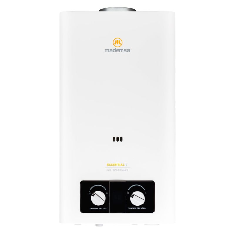 MADEMSA - Calefont Gas Licuado Mademsa 7 Litros Tiro Natural Ionizado Essential 7 Eco GL Blanco