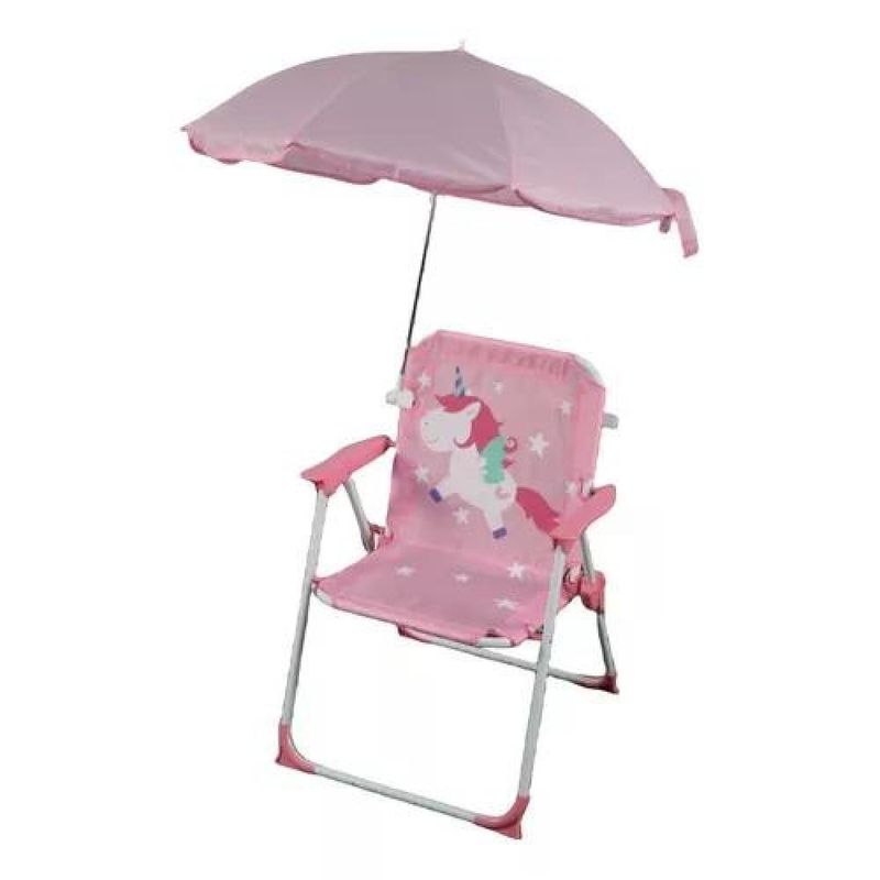 GENERICO - Silla plegable para camping animales niños con sombrilla rosada