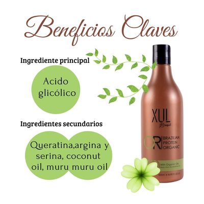 Imagen 2 del producto Alisado Orgánico Protein Xul Brasil 500g en 1 Solo Paso Hidrata Brillo
