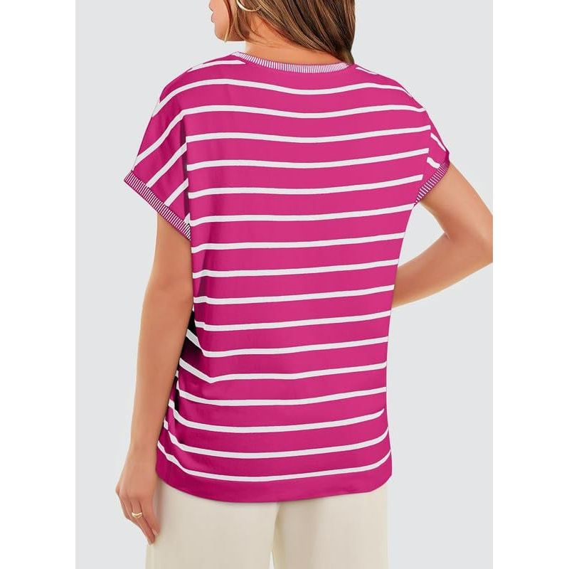 RURUTOTO - Camiseta Manga Corta De Rayas Mujer Negro