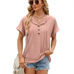 RURUTOTO - Polera Manga Corta Con Capucha Mujer Negro_.