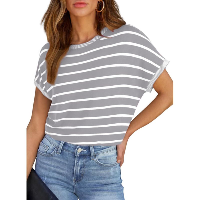 RURUTOTO - Camiseta Manga Corta De Rayas Mujer Negro
