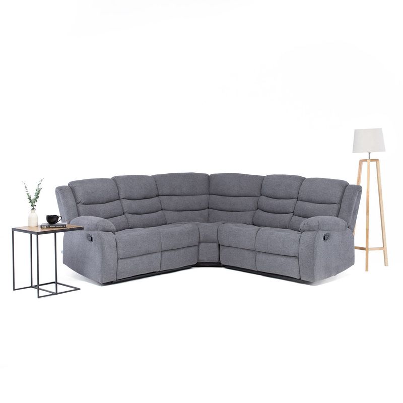 VYS SPA - Seccional Reclinable Curvo Gris + Posavasos de aluminio