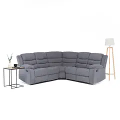 VYS SPA - Seccional Reclinable Curvo Gris + Posavasos de aluminio