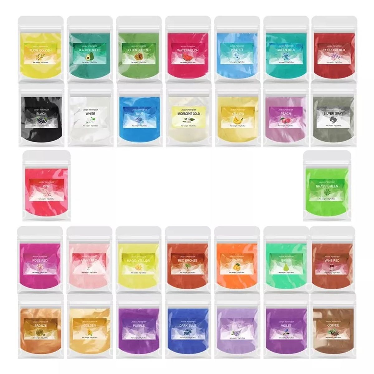 GENERICO - Pigmento Polvo Resina Uv 30 Colores Perlado Mármol Brillante
