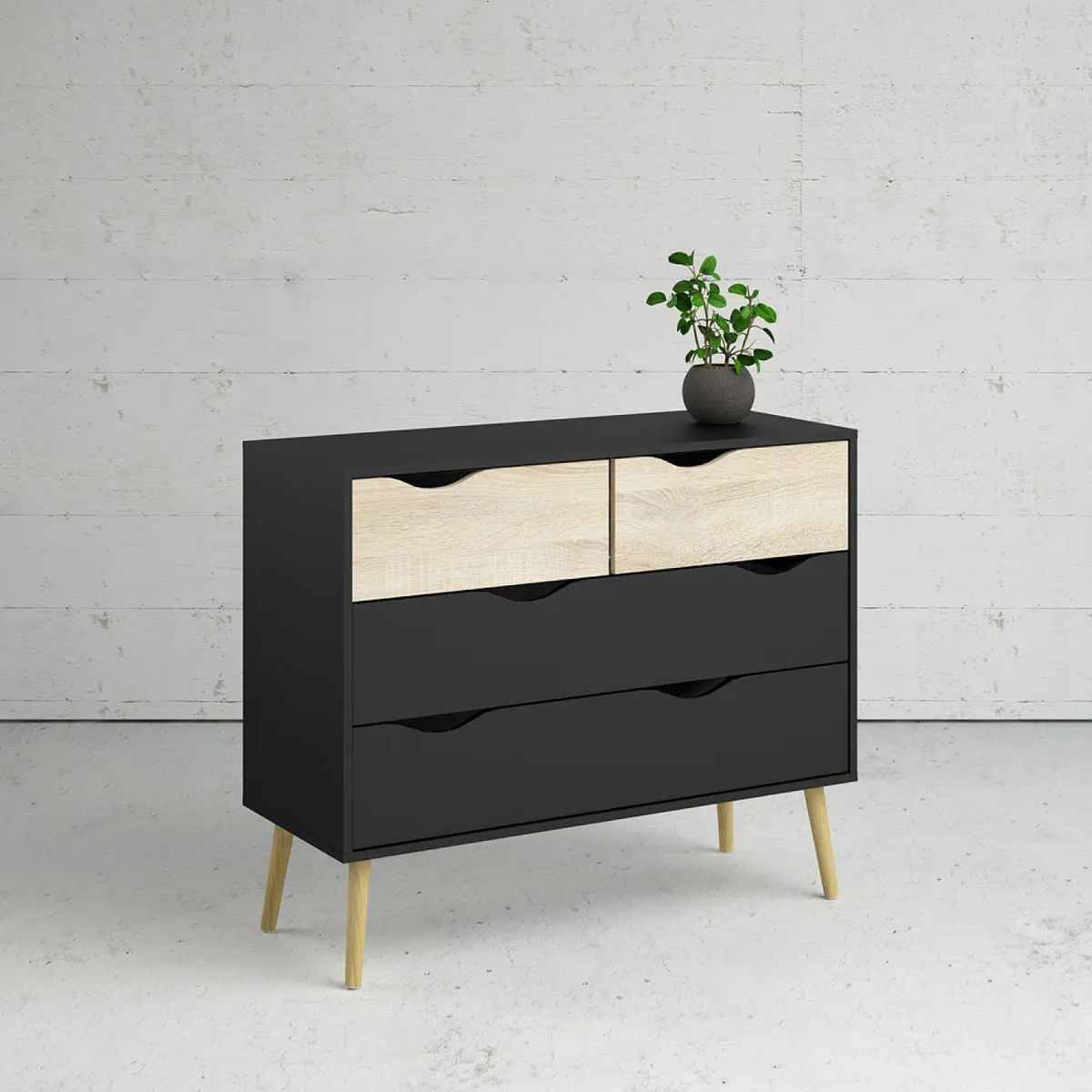 RELAN - Cómoda Velador Negro Top Living Aloe Cajonera